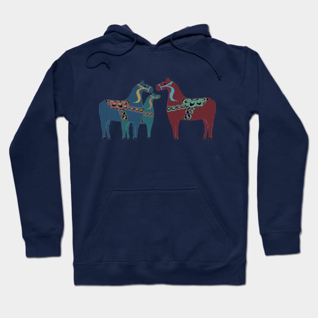 Scandinavian Dala Horse Family Hoodie by Ginny Luttrell